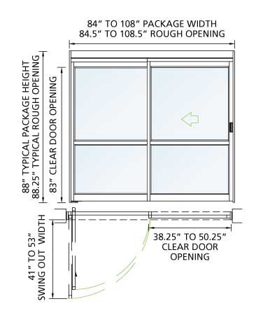 A diagram drawing of the procare 8300 door.