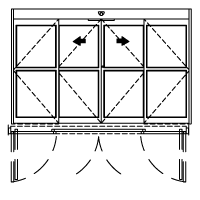 A diagram of a set of sliding doors.