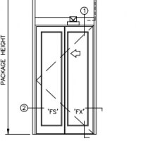 A drawing of folding doors.