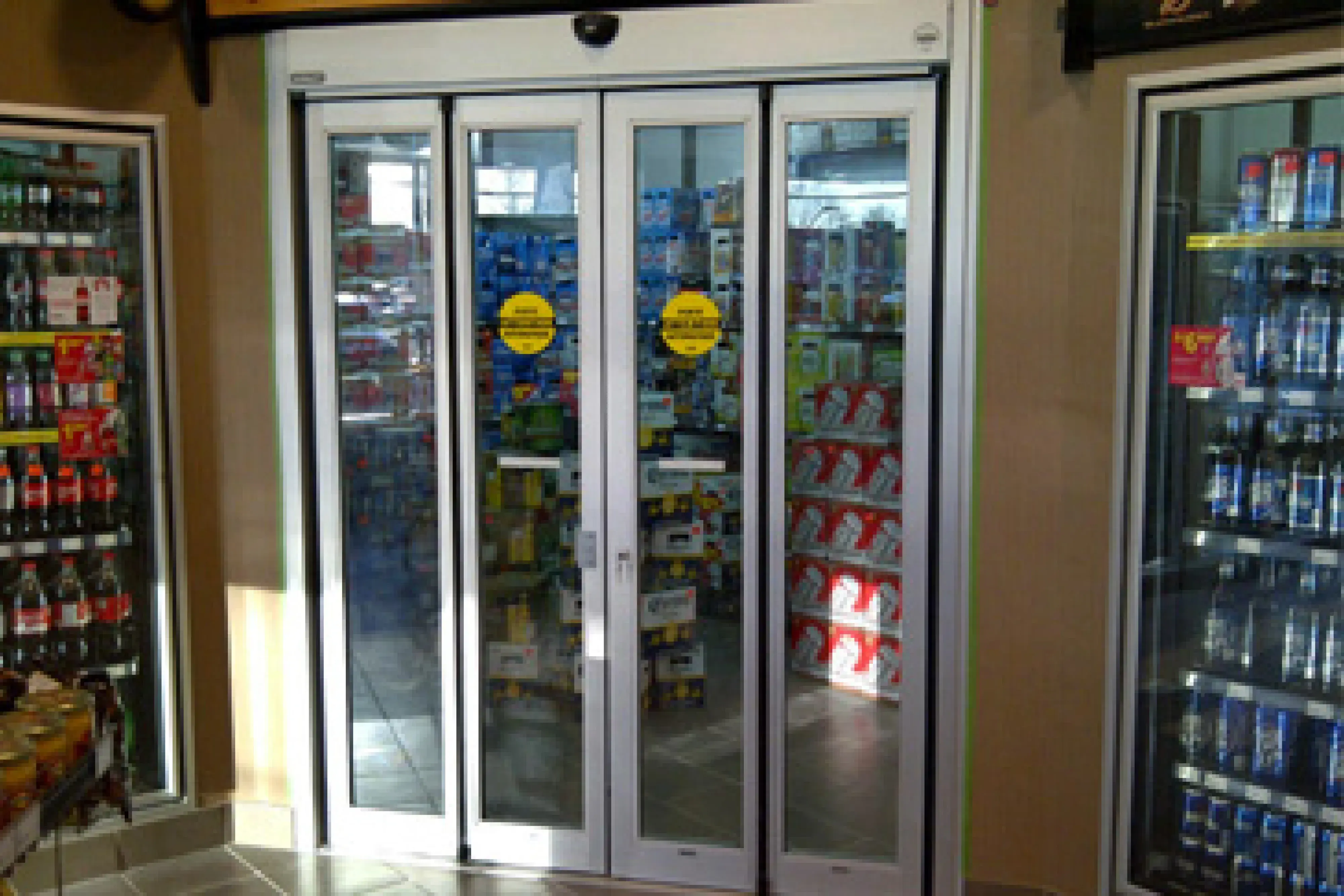 A set of folding doors to a building.