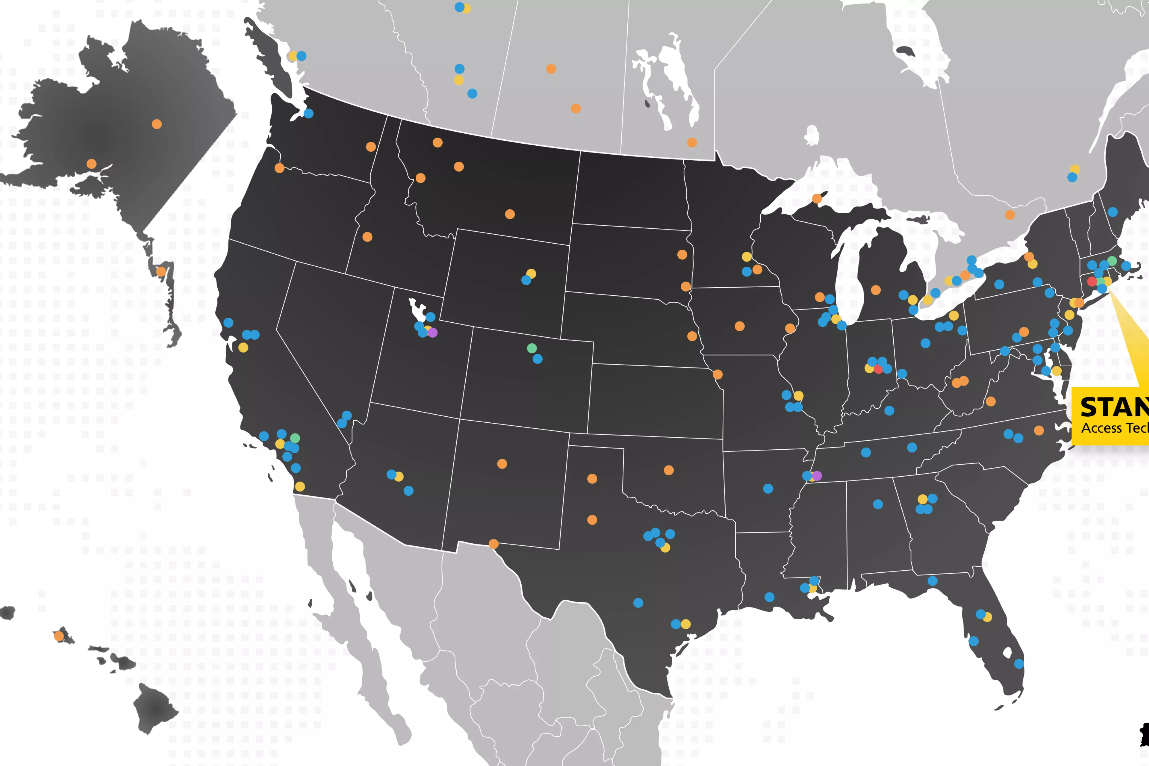 North America map service coverage