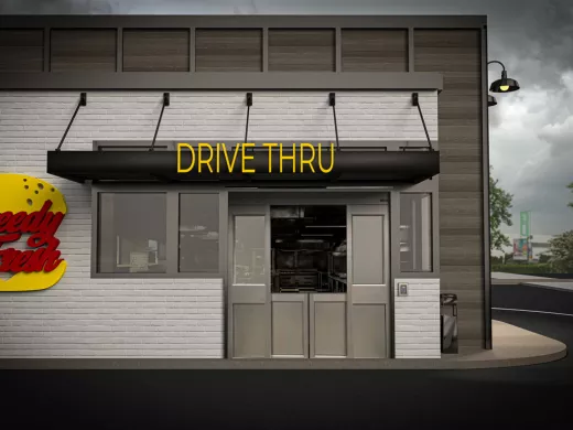 Drive-thru window and door