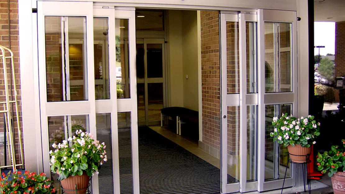 A set of telescoping automatic sliding doors.