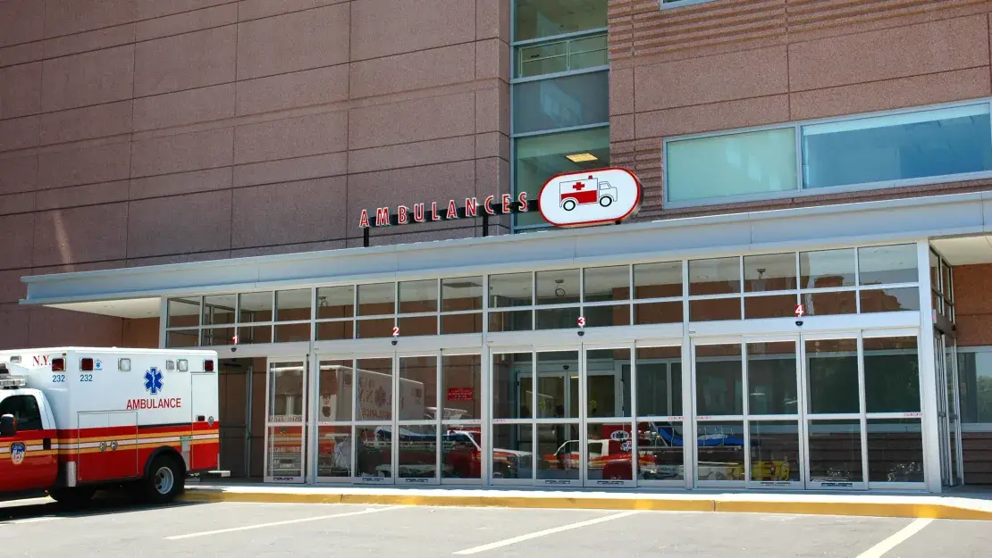 automatic doors of emergency room entrance