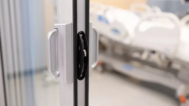 ICU door latch closeup