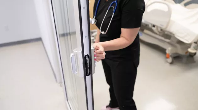 ICU Nurse and sliding door