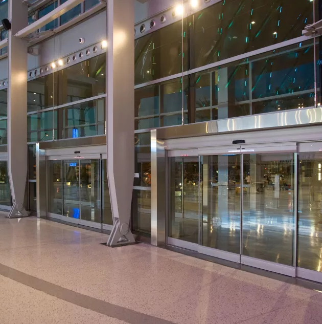 SECONDARY Stanley All Glass Artic Anaheim.jpg a set of all glass doors in Anaheim.