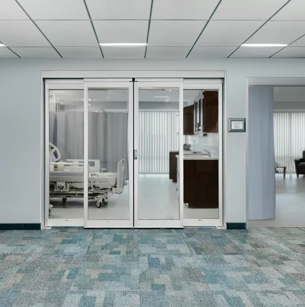 A door in a hospital setting.