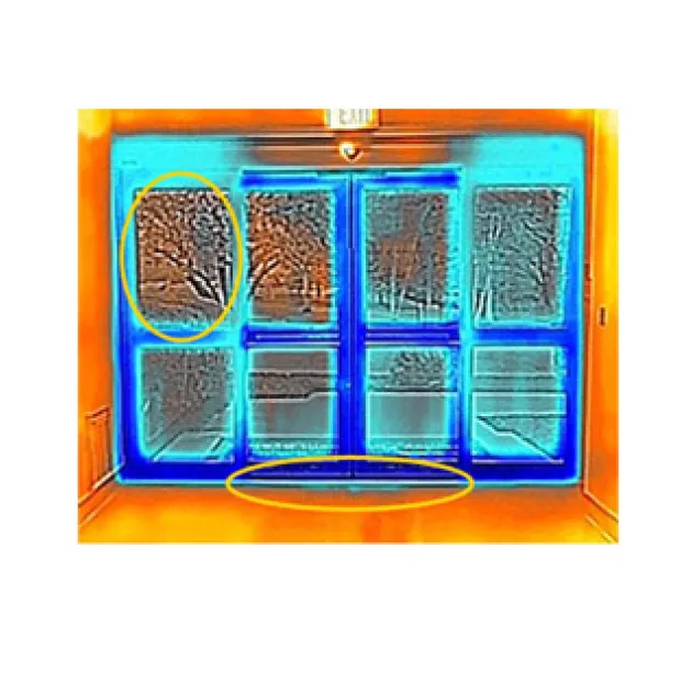 thermal image of exterior automatic sliding doors.