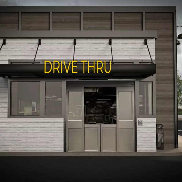 Drive-thru window and door