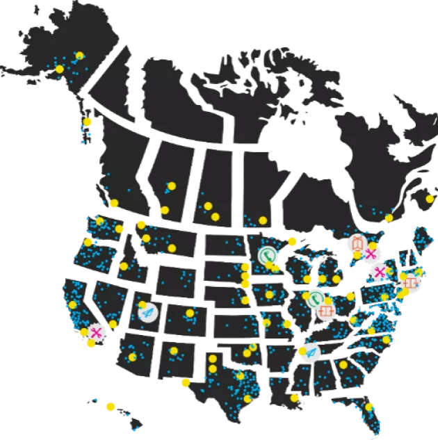 north america map support coverage