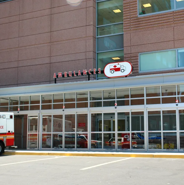 automatic doors of emergency room entrance
