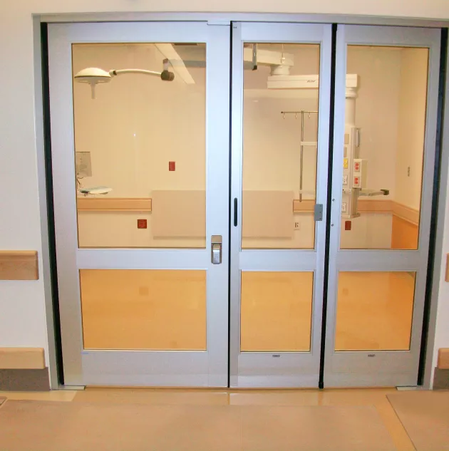 hybrid swing/fold automatic door in healthcare setting