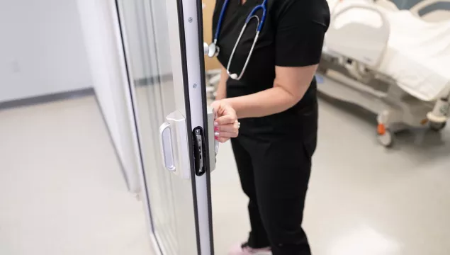 ICU Nurse and sliding door