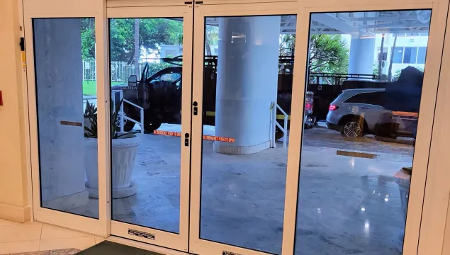 forced entry resistant automatic sliding door interior of hotel